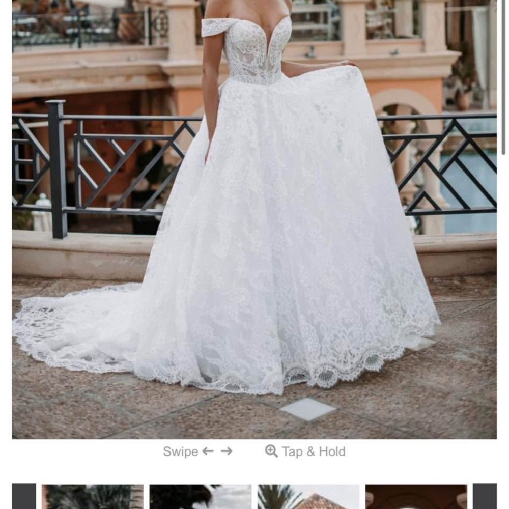 Allure Bridals Off-Shoulder Lace Wedding Dress in Ivory